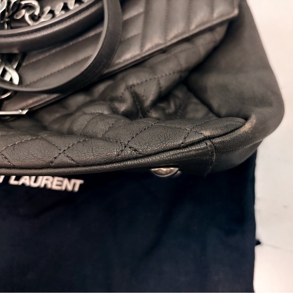 YSL Leather Bag Monogram College Flap Quilted w/ Chain - Picture 10 of 16